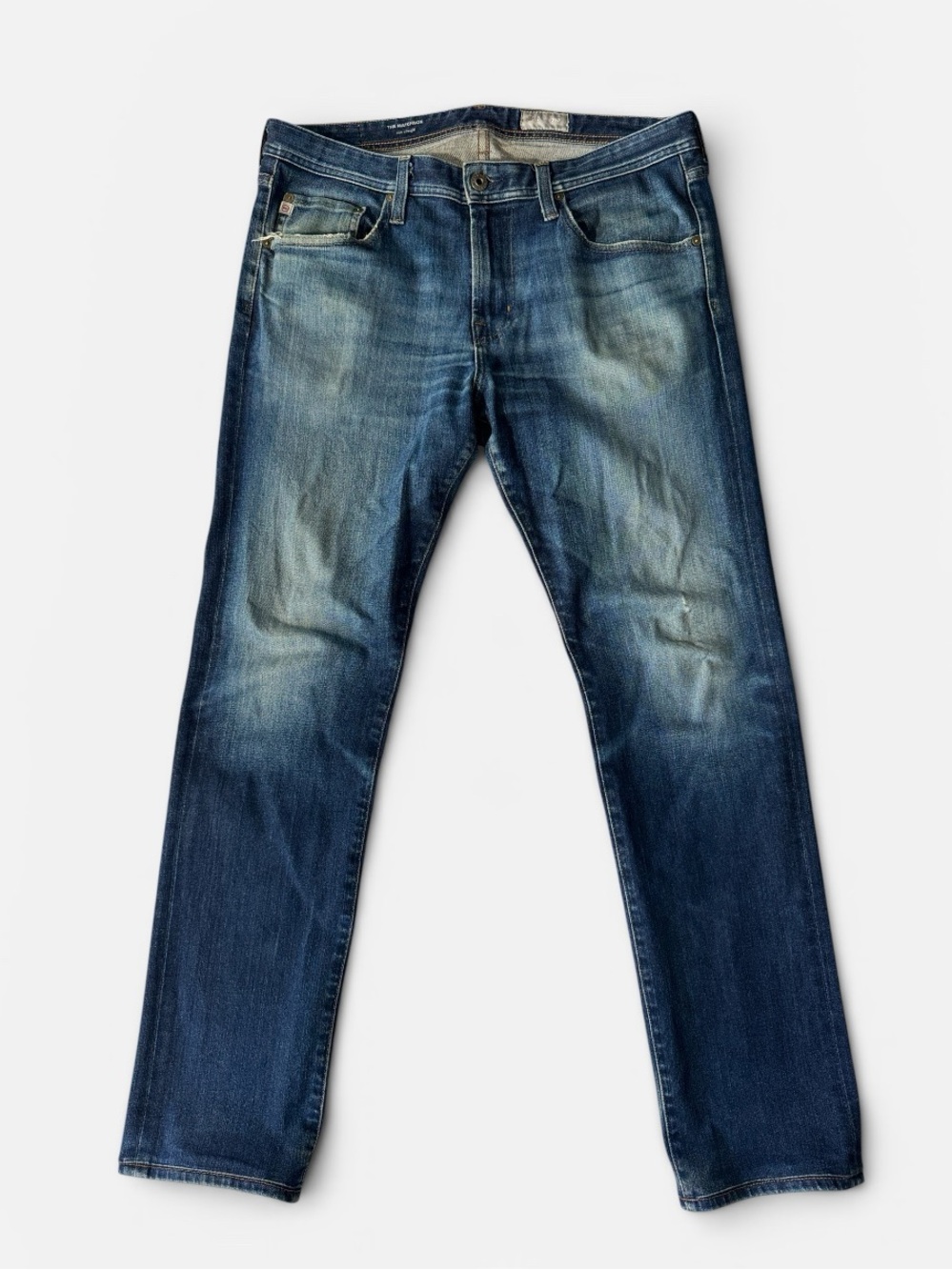 Adriano Goldschmied mens 34x34 matchbox slim straight fit denim blue jeans